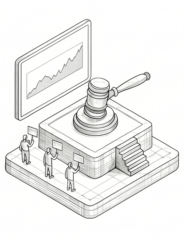 CJ Enchères — illustration isométrique