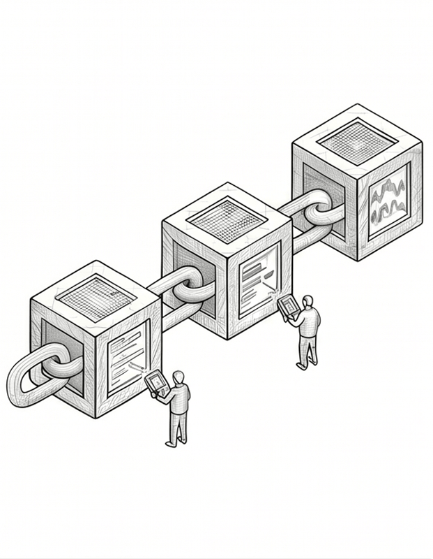 CJ Blockchain — illustration isométrique